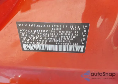 2019 Volkswagen Jetta 1.4T Sel from USA, damaged, VIN 3VWE57BU2KM068281